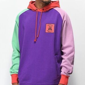 Teddy Fresh Color Block Pullover Hooded Sweatshirt Size Small (Unisex)